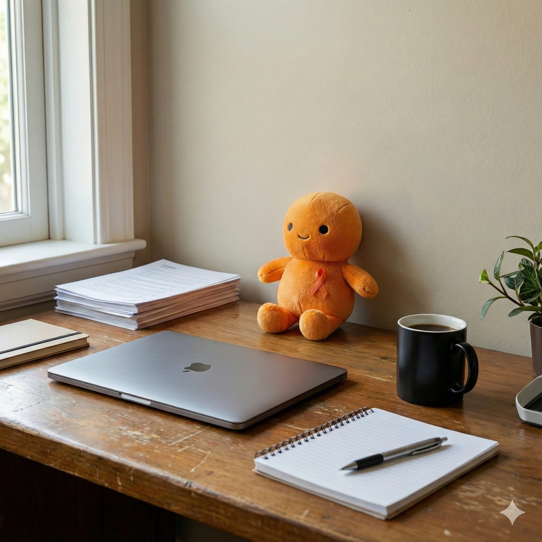 Plush toy on a desk